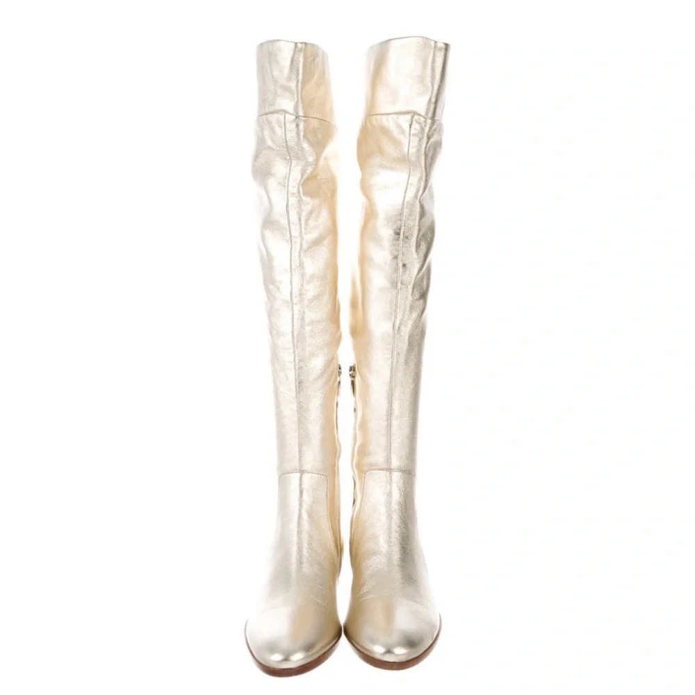 Sergio Rossi Vintage Metallic Gold Over-the-Knee Boots | Italian Designer size 5